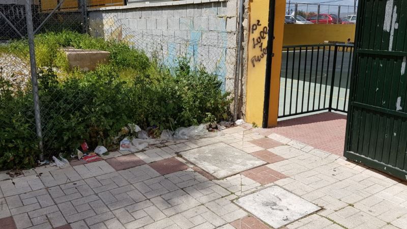 Micaela García (PSOE): “El Ayuntamiento tiene completamente abandonada la entrada trasera al CEIP San Sebastián”