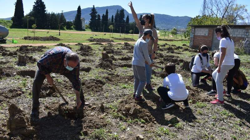 Ayuntamiento y CEIP Isaac Peral se unen en una acción de reforestación en la zona de San Joaquín