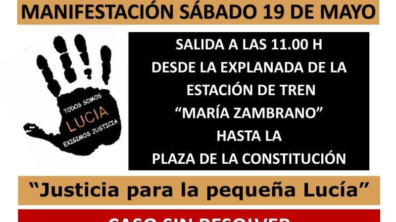 Los familiares de Lucía convocan una manifestación el 19 de mayo