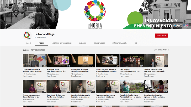 La Noria ofrece más de 60 experiencias de innovación social y emprendimiento sociales en su canal de Youtube