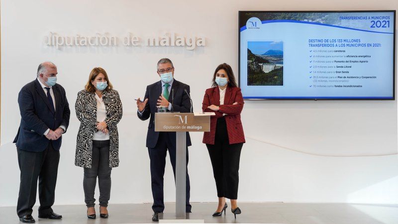 La Diputación transfiere a los ayuntamientos la cifra récord de 133 millones de euros en 2021, más del doble que en el año anterior