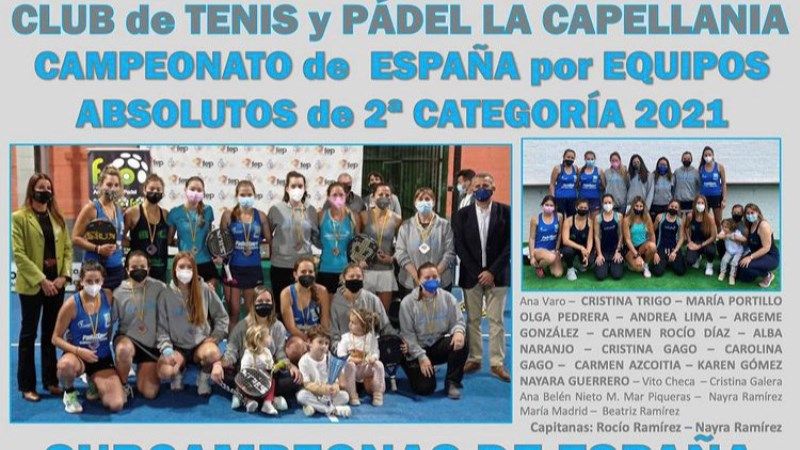 El Club La Capellanía se proclama subcampeón del Campeonato de España por Equipos Absolutos de 2ª categoría